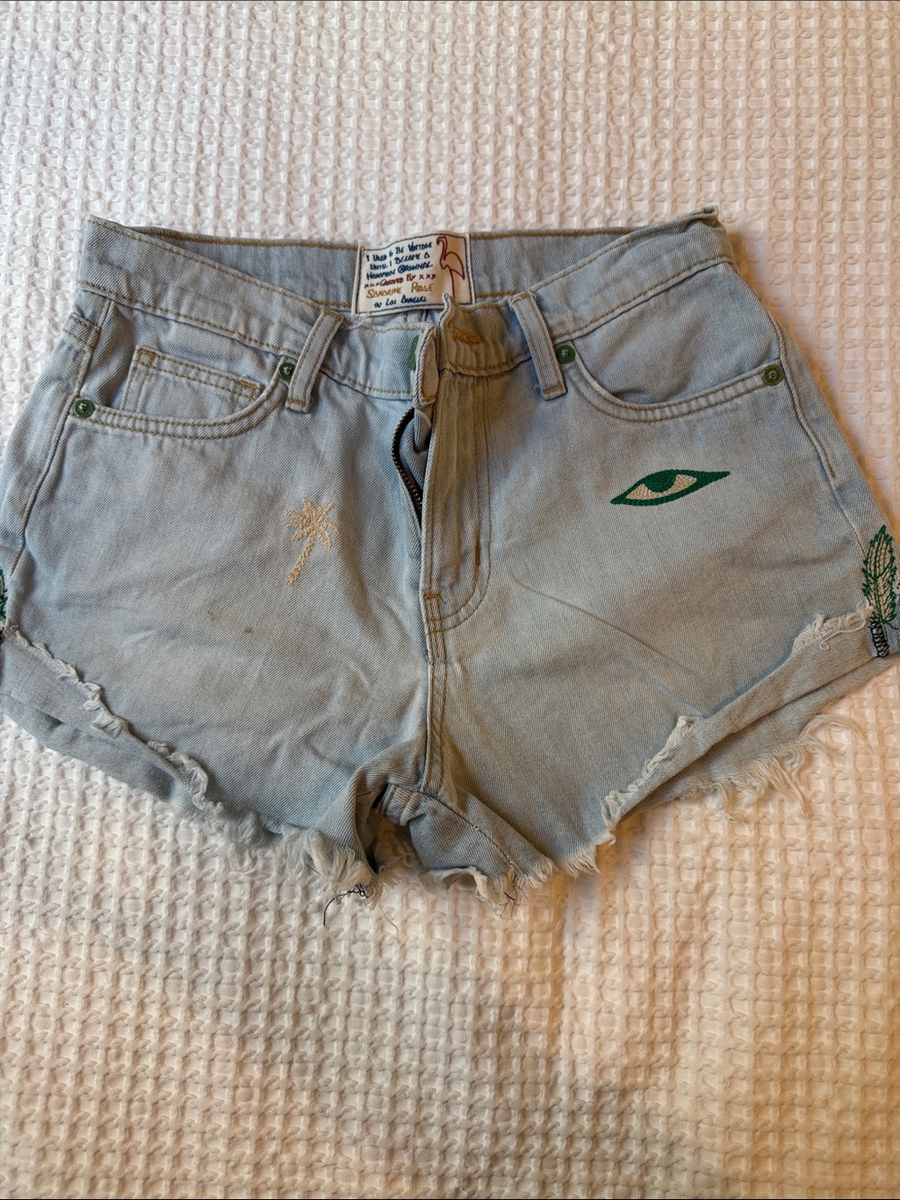 Sandrine Rose - Light Blue Embroidered Denim Shorts | size 24